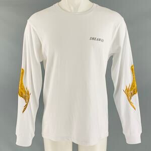 CHRISTIAN DADA Size XS White Gold Embroidery Cotton Long Sleeve T-shirt